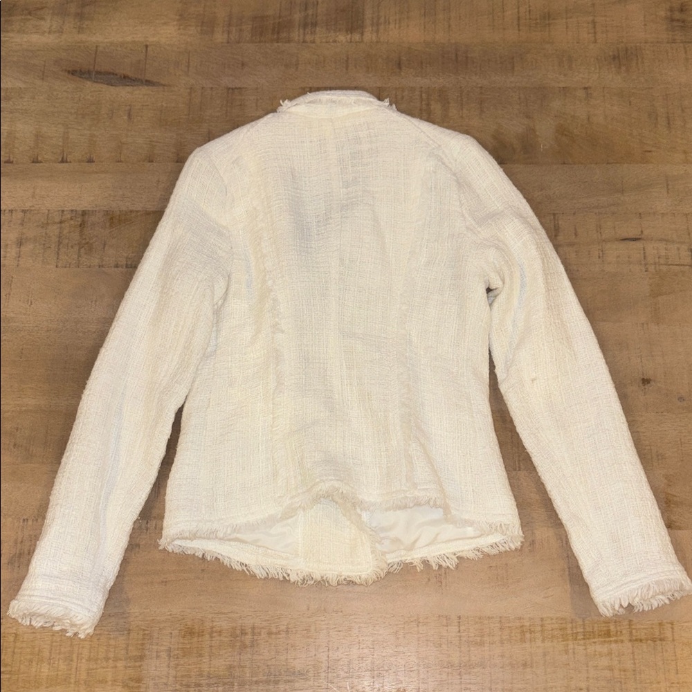 Fringe Moto Jacket Blazer White by Carolina Belle Size XS - Picture 5 of 6